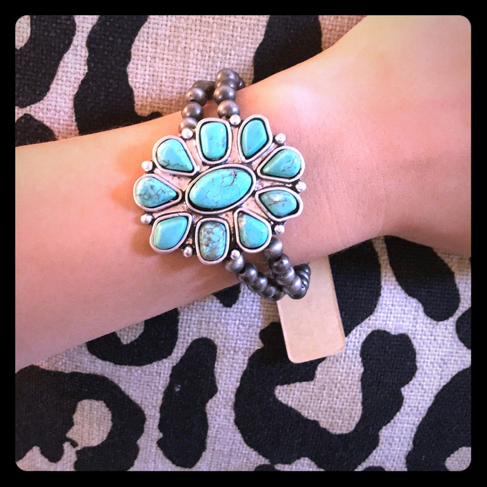 Faux Navajo squash blossom bracelet